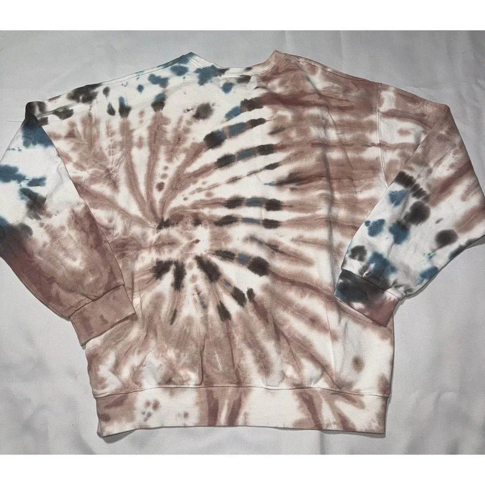 Bucees tie dye  sweatshirt  Mens L Blue Brown Beaver Logo Pullover‎ Crewneck - Picture 3 of 4